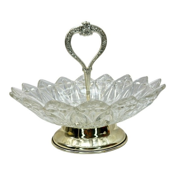 Federal Glass Vintage Footed Pedestal Serving/Trinket Dish Floral Design - Picture 2 of 8